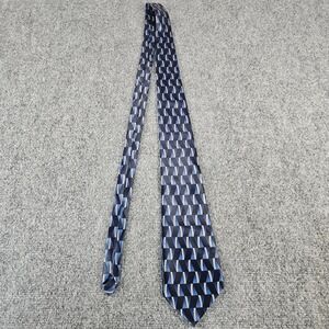 Clericci Italy Silk Tie Blue Geometric Pattern Designer Neck Tie Made in Italy